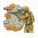 a soldier shooting from behind a wall tattoo design idea