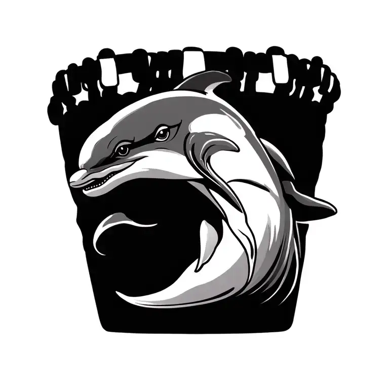 very bold dolphin anklet, bracelet style. This must be suitable for a cover up that goes around the ankle tattoo design idea