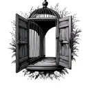 birdcage open door tattoo design idea