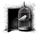 birdcage open door tattoo design idea