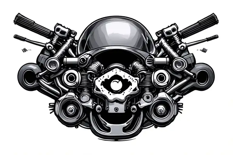 car and motorcycle parts tattoo design idea