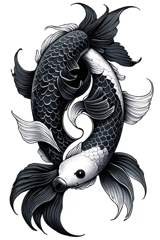 matching koi fish ying yang tattoo design idea