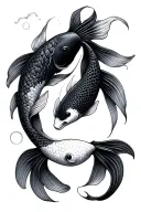 matching koi fish ying yang tattoo design idea