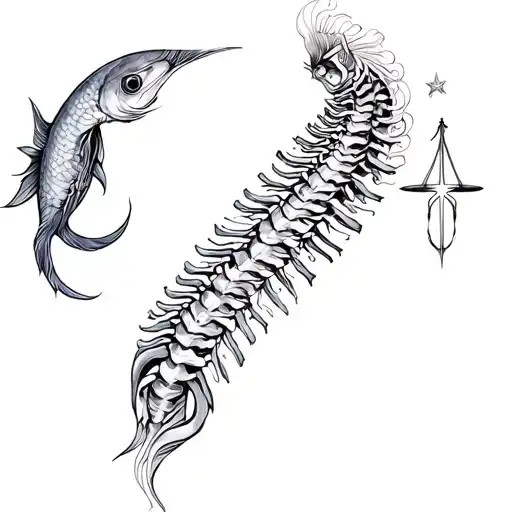elegant spine tattoo with Aquarius,Pisces,libra and scorpio star signs  tattoo design idea