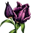 dark purple tulip flower tattoo design idea
