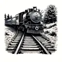 abandoned railway tracks steam train tattoo design idea