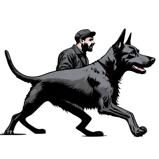 Man Walking Dog tattoo design idea