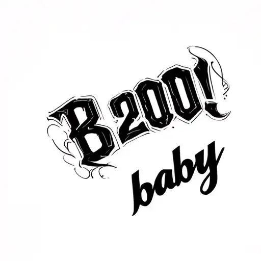 "2000 baby" just text tattoo design idea