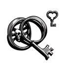 2 wedding rings skeleton key unlocking heart tattoo design idea