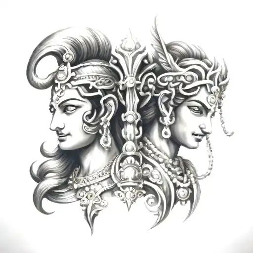 Arjuna bow , shiva and krishna tattoo design idea