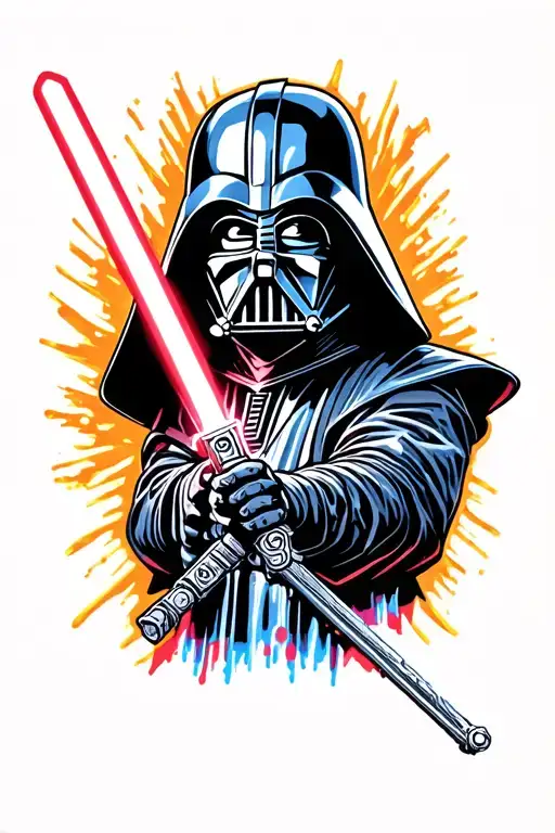 lightsaber of Darth Vader, staff of Gandolf, wand of Harry Potter parallel tattoo design idea