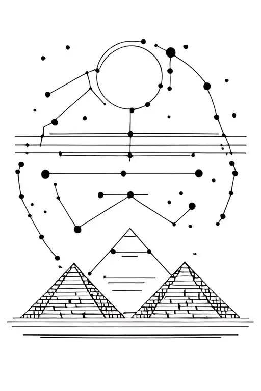 Orion constellation, Orion belt, Osiris, pyramids of Giza, Nile river intertwined  tattoo design idea