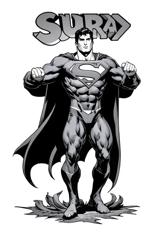 Superman lifting above his head the Superman symbol tattoo design idea