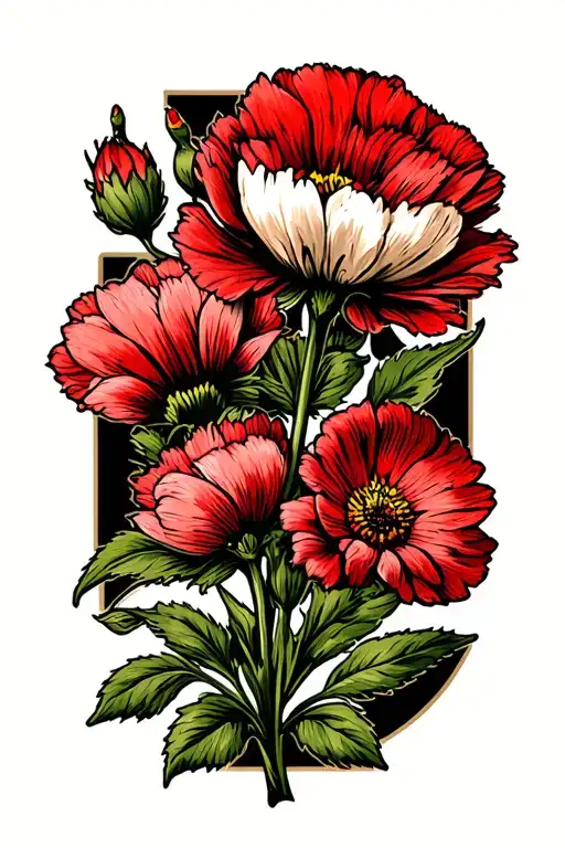 april birth flower red single tattoo design idea