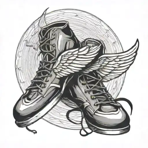wrestling shoes laces shape of wings flying towards the sun tattoo design idea