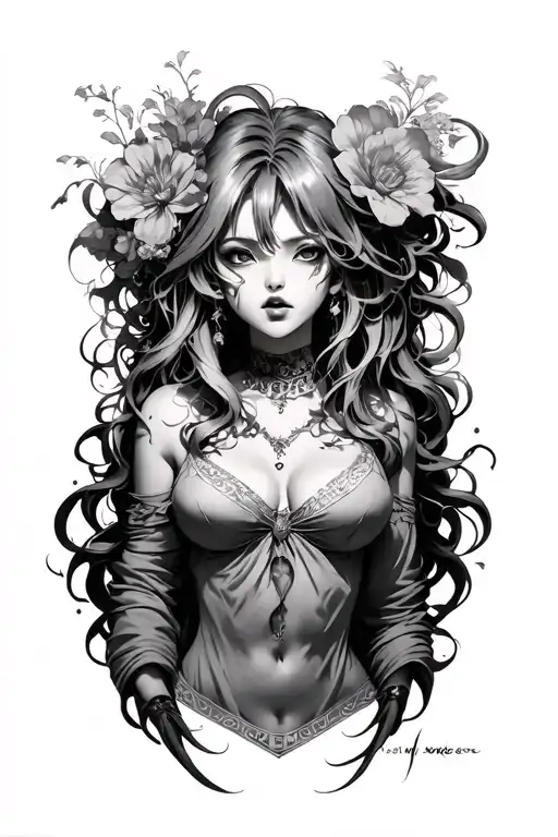 nami waifu ahegao tattoo design idea