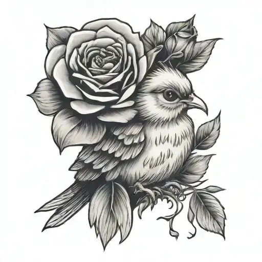 chick with rose  tattoo design idea