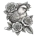 chick with rose  tattoo design idea