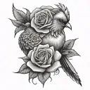 chick with rose  tattoo design idea