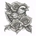 chick with rose  tattoo design idea
