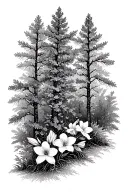 aspen trees and columbine flowers blooming tattoo design idea