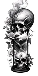 smoke skulls trees flowers compass hourglass tattoo design idea