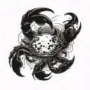 crab integrated with cresent moon and water splash tattoo design idea