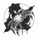 crab integrated with cresent moon and water splash tattoo design idea