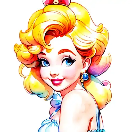 princess peach as a pin up girl  tattoo design idea