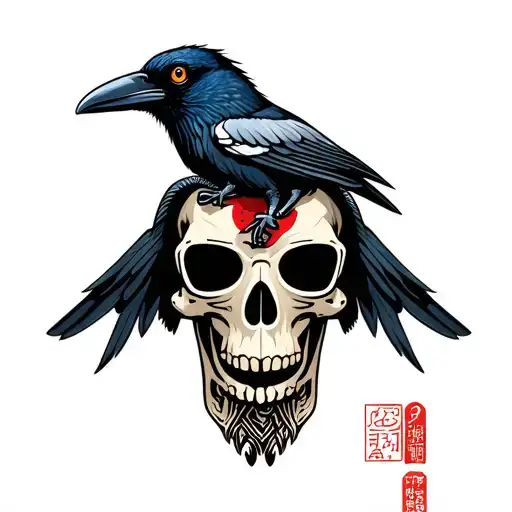 Crow on skull with gas mask tattoo design idea