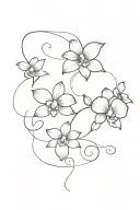 turtle coordinates ocean waves orchids intertwined tattoo design idea