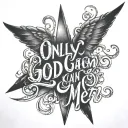 only god can judge me in script tattoo design idea