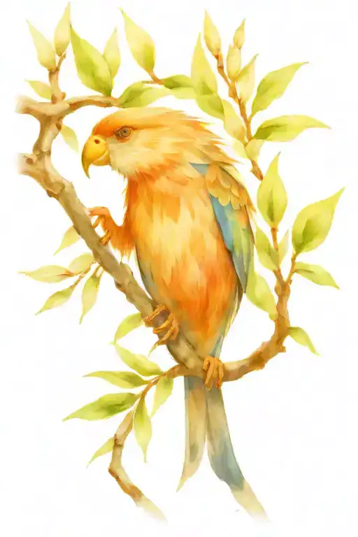 a uragus sits on a willow branch tattoo design idea
