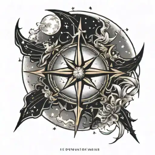 southern cross and the moon merging together tattoo design idea