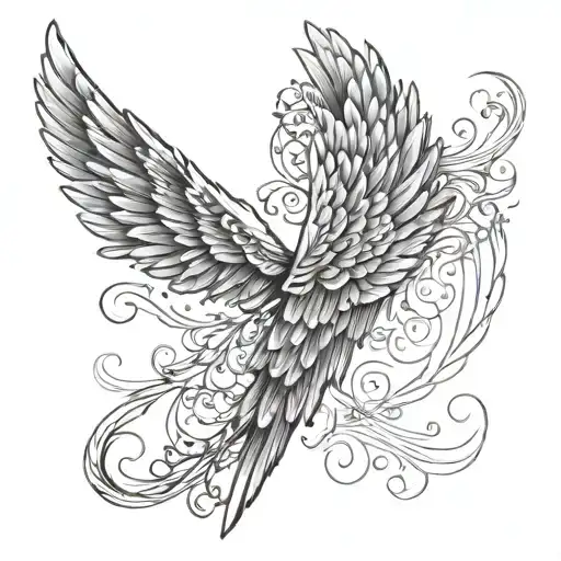"I bet god heard you come'in" angel wing tattoo design idea