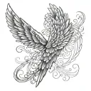 "I bet god heard you come'in" angel wing tattoo design idea