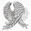 "I bet god heard you come'in" angel wing tattoo design idea