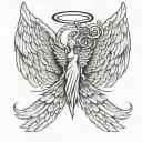 "I bet god heard you come'in" angel wing tattoo design idea