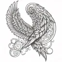 "I bet god heard you come'in" angel wing tattoo design idea