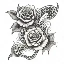 snake and virgo symbol and rose tattoo tattoo design idea
