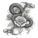 snake and virgo symbol and rose tattoo tattoo design idea