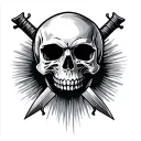 angled skull with sideways dagger is simple classic design tattoo design idea