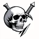 angled skull with sideways dagger is simple classic design tattoo design idea
