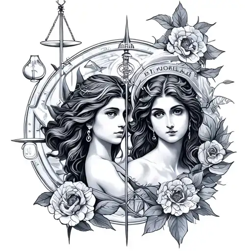Aquarius And Libra tattoo design idea
