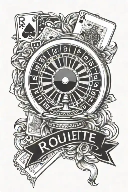 casino cards royal. flush roulette wheel tattoo design idea