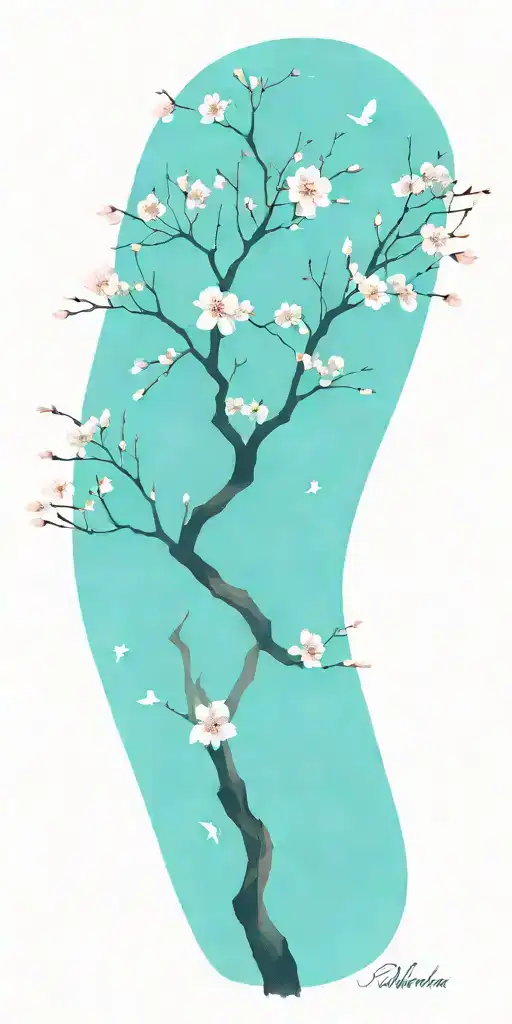cherry blossom tree with falling pedals  tattoo design idea