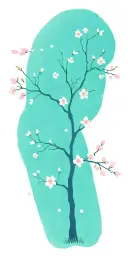 cherry blossom tree with falling pedals  tattoo design idea