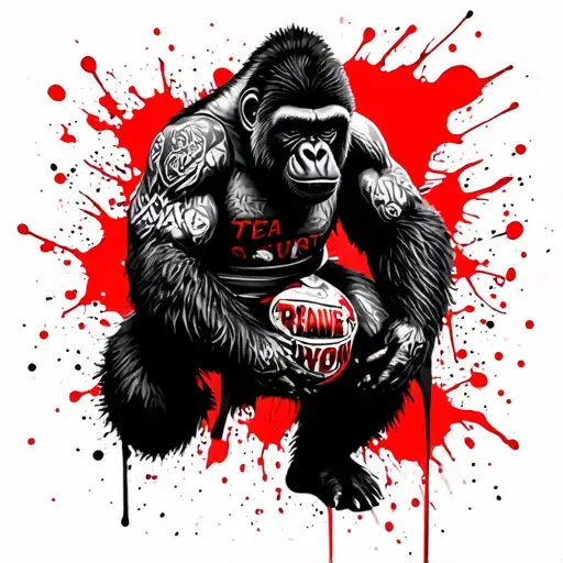 bjj gorilla with backmount choking tattoo design idea