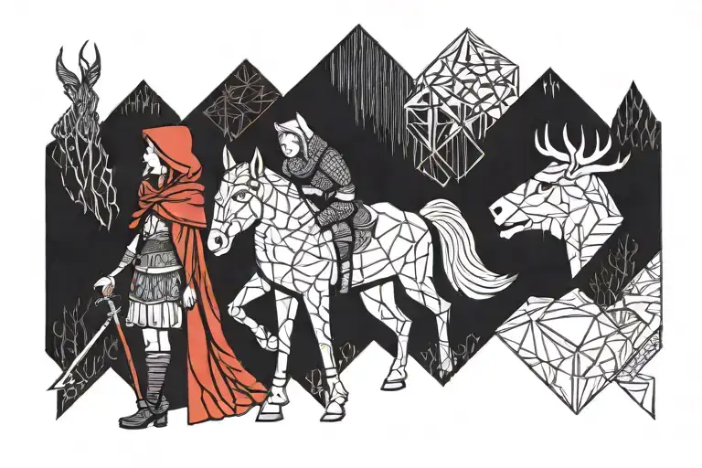 Little Red Riding Hood AND a Viking warrior tattoo design idea