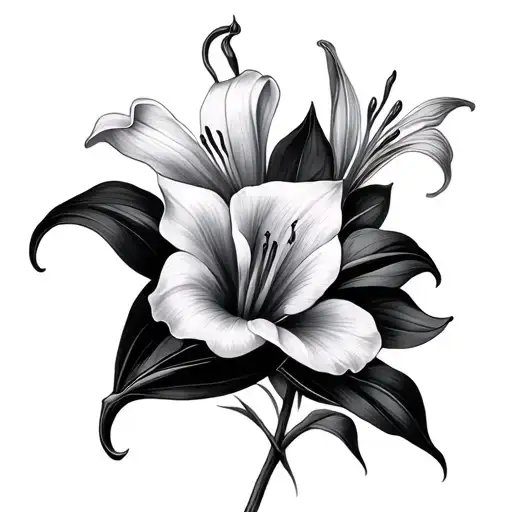 flowers mandela style mixed calli Lilly tattoo design idea
